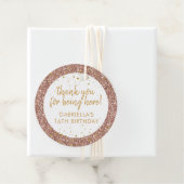 バラ金ゴールドピンクグリッタースパークルサンキュー誕生日 フェイバータグ (インサイチュ)