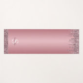 バラ金ゴールドピンクグリッタースパークルドリップモノグラム名 ヨガマット (正面(横))