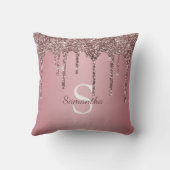 バラ金ゴールドピンクグリッタードリップスパークルモノグラム名 クッション (裏面)