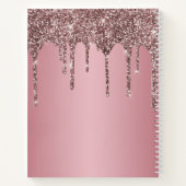 バラ金ゴールドピンクグリッタードリップスパークルモノグラム名 ノートブック (裏面)