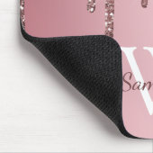 バラ金ゴールドピンクグリッタードリップスパークルモノグラム名 マウスパッド (コーナー)