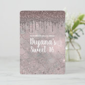 バラ金ゴールドピンクグリッタードリップマーメイドスウィート16パーティー 招待状 (スタンド正面)