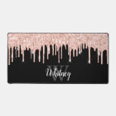 バラ金ゴールドピンクグリッタードリップモノグラム名 デスクマット (正面)