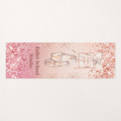 バラ金ゴールドピンクグリッターバレエダンススクールロゴ ヨガマット (正面(横))