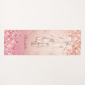 バラ金ゴールドピンクグリッターバレエダンスモノグラム名 ヨガマット