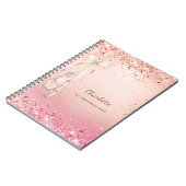バラ金ゴールドピンクグリッターバレエダンスモノグラム ノートブック (左側)
