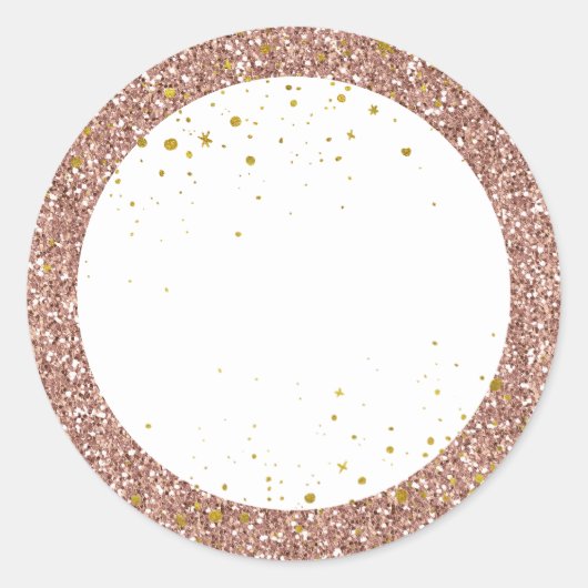 バラ金ゴールドピンクグリッターパーソナライズされたの好意 ラウンドシール (正面)