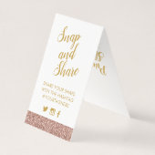 バラ金ゴールドピンクグリッターパーティーハッシュタグ署名カード (裏面)