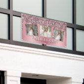 バラ金ゴールドピンクグリッターフォトコラージュ16誕生日 横断幕 (ビルの外側)