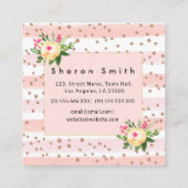 バラ金ゴールドピンクグリッターフラワーシックフローラ スクエア名刺 (裏面)