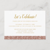 バラ金ゴールドピンクグリッターミニマルストライプ披露宴 エンクロージャーカード (正面)