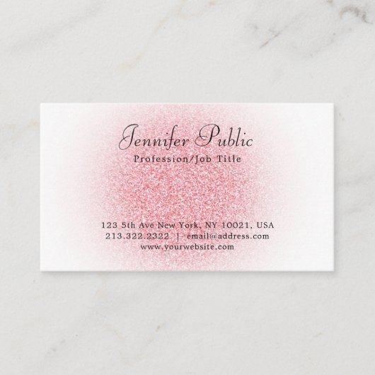 バラ金ゴールドピンクグリッターモダンエレガントテンプレート 名刺 (正面)