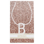 バラ金ゴールドピンクグリッターモダンモノグラムの好意 スモールペーパーバッグ (裏面)