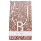 バラ金ゴールドピンクグリッターモダンモノグラムの好意 スモールペーパーバッグ (正面)