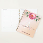 バラ金ゴールドピンクグリッターモノグラムアポイントメント プランナー手帳 (ディスプレー)