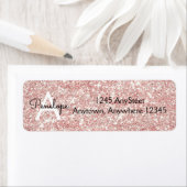 バラ金ゴールドピンクグリッターモノグラム差出人住所 ラベル (インサイチュ)