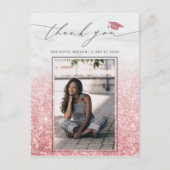 バラ金ゴールドピンクグリッター卒業写真ありがとう ポストカード (正面)