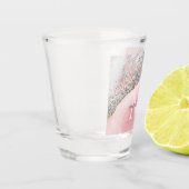 バラ金ゴールドピンクグリッター大理石モノグラム名 ショットグラス (左)