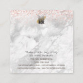 バラ金ゴールドピンクグリッター大理石リングや輪表示ロゴ スクエア名刺 (裏面)