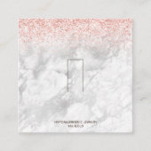 バラ金ゴールドピンクグリッター大理石リングや輪表示ロゴ スクエア名刺 (正面)