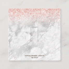 バラ金ゴールドピンクグリッター大理石リングや輪表示ロゴ スクエア名刺