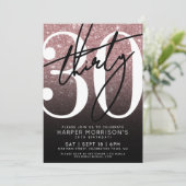 バラ金ゴールドピンクグリッター30歳の誕生日 招待状 (スタンド正面)