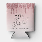 バラ金ゴールドピンクグリッター50th誕生日パーティー 缶クーラー (正面)