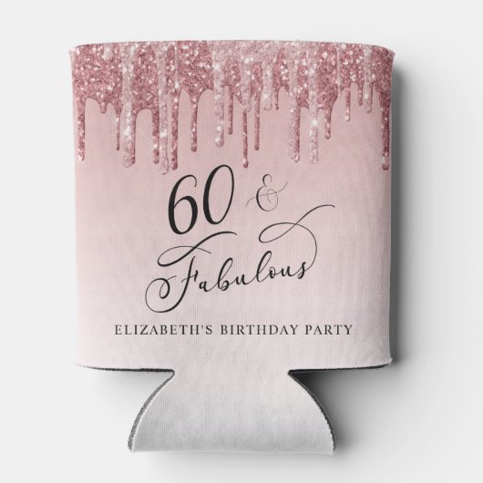 バラ金ゴールドピンクグリッター60th誕生日パーティー 缶クーラー (裏面)
