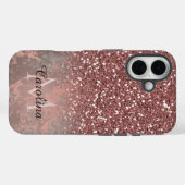 バラ金ゴールドピンクグリッター、グレー大理石パーソナライズされた、 Case-Mate iPhoneケース (裏面 (横))