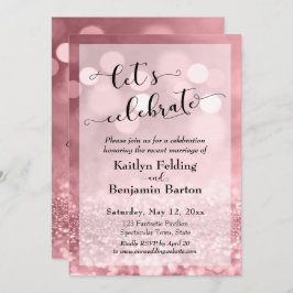 バラ金ゴールドピンクグリッター《写真》ぼけ味レッツ祝 招待状