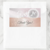 バラ金ゴールドピンクグレーフローラ蝶 長方形シール (バッグ)