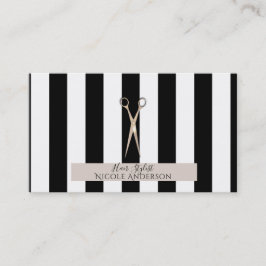 バラ金ゴールドピンクシザーズブラックストライプ美容師 名刺