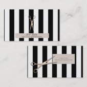 バラ金ゴールドピンクシザーズブラックストライプ美容師 名刺 (正面/裏面)