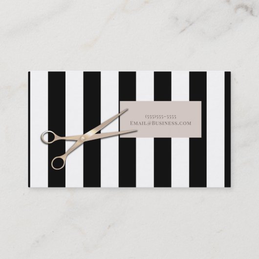 バラ金ゴールドピンクシザーズブラックストライプ美容師 名刺 (裏面)