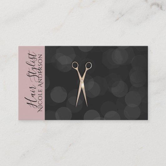 バラ金ゴールドピンクシザーズブラックピンク美容師 名刺 (正面)