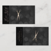 バラ金ゴールドピンクシザーズブラックミニマル美容師 名刺 (正面/裏面)