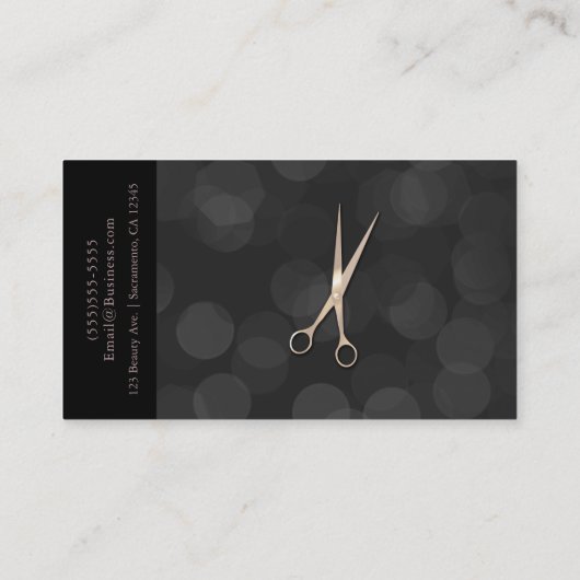 バラ金ゴールドピンクシザーズブラックミニマル美容師 名刺 (裏面)