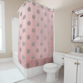 バラ金ゴールドピンクシャイングラム水玉模様シモダンック シャワーカーテン (インサイチュ)