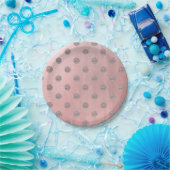 バラ金ゴールドピンクシャイングラム水玉模様シモダンック ペーパープレート (パーティー)