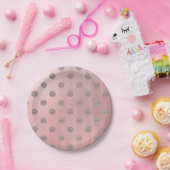 バラ金ゴールドピンクシャイングラム水玉模様シモダンック ペーパープレート (パーティー)