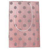 バラ金ゴールドピンクシャイングラム水玉模様シモダンック ミディアムペーパーバッグ (正面)