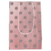 バラ金ゴールドピンクシャイングラム水玉模様シモダンック ミディアムペーパーバッグ (裏面)
