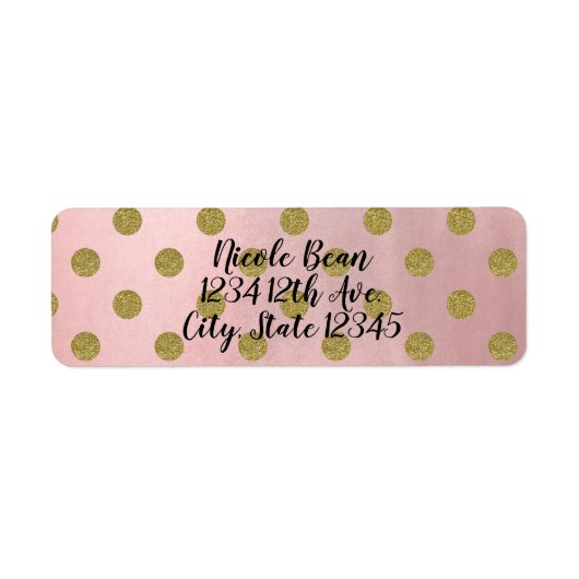 バラ金ゴールドピンクシャイングラム水玉模様シモダンック ラベル (正面)