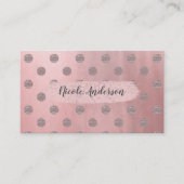 バラ金ゴールドピンクシャイングラム水玉模様シモダンック 名刺 (正面)