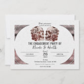 バラ金ゴールドピンクスカルヴィンテージグラム婚約パーティ 招待状 (正面)