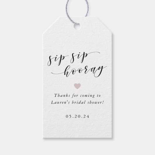 バラ金ゴールドピンクスクイストホレーブライダルシャワーの好意 ギフトタグ (正面)