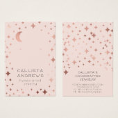 バラ金ゴールドピンクスターズムーンイヤリングネックレスディスプレイ (正面&裏面)