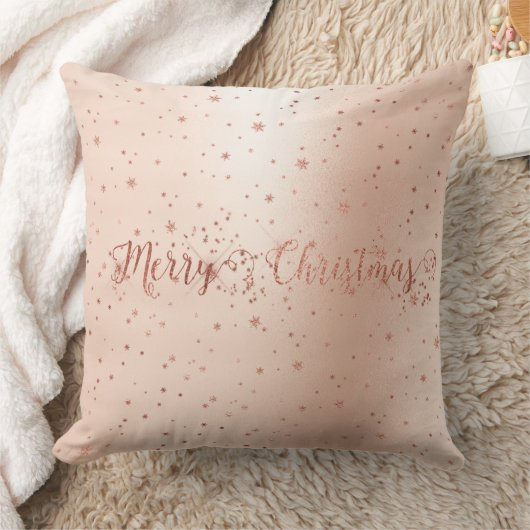バラ金ゴールドピンクスターメタリックシルクメリークリスマス クッション (ブランケット)
