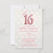 バラ金ゴールドピンクスパークルスウィート16誕生日写真 招待状 (正面)