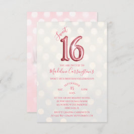 バラ金ゴールドピンクスパークルスウィート16誕生日写真 招待状